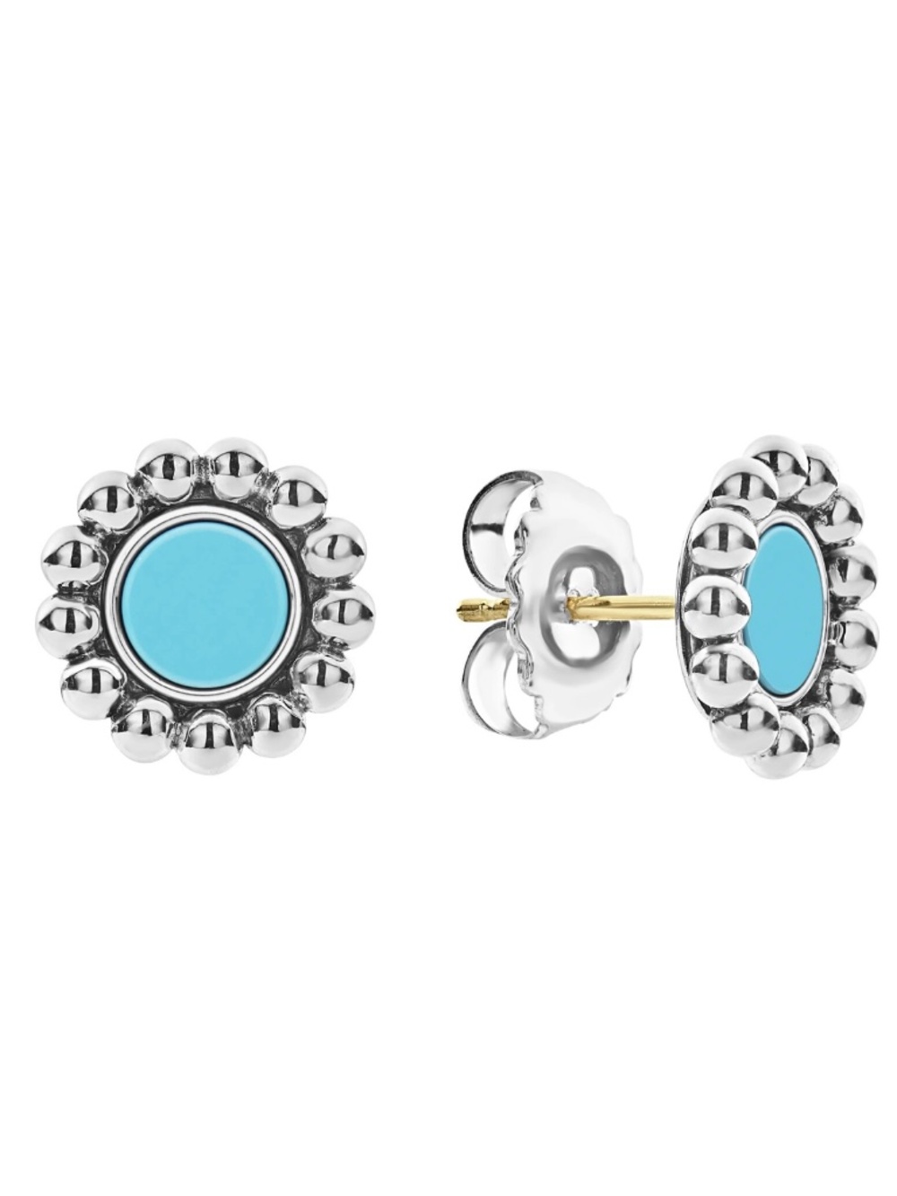 LAGOS Maya Blue Ceramic Circle Stud Earrings in Sterling Silver